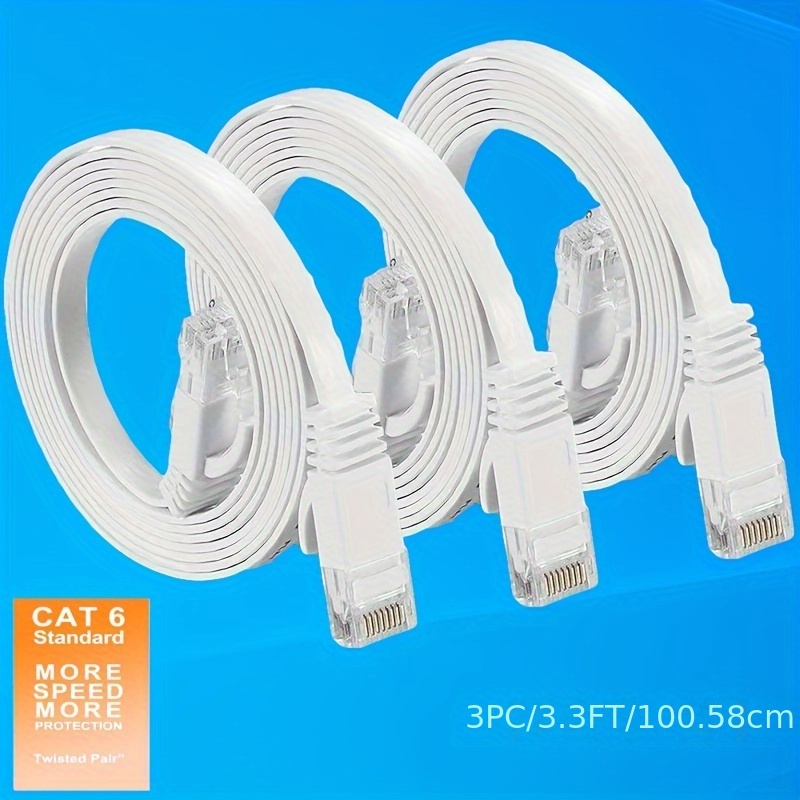 Câble Ethernet Plat Cat 8 4 Pieds/6,6 Pieds/20 Pieds Noir - Temu