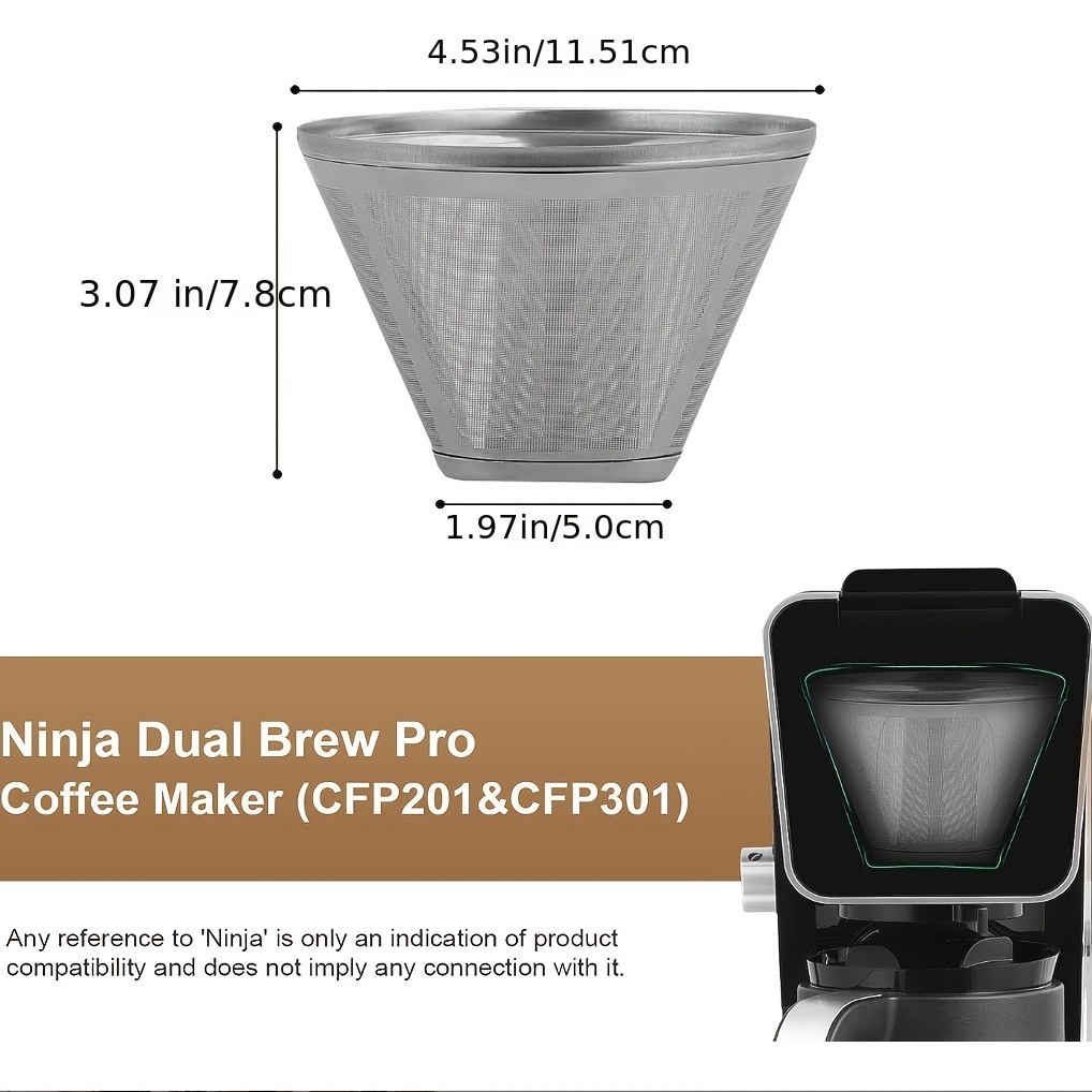 Reusable Coffee Filter For Ninja Dual Brew Pro Coffee Maker, 304 Stainless  Steel Replacement Coffee Pot Filters Compatible With Ninja Cfp301 Dualbrew  Professional Coffee Machines For Rv Outdoor Cooking Backyard Camping Picnics