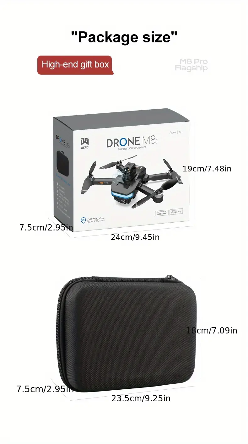 m8 gps positioning drone professional grade brushless motor intelligent obstacle avoidance optical flow positioning esc wifi hd dual camera 18 minutes flight time charging battery details 16