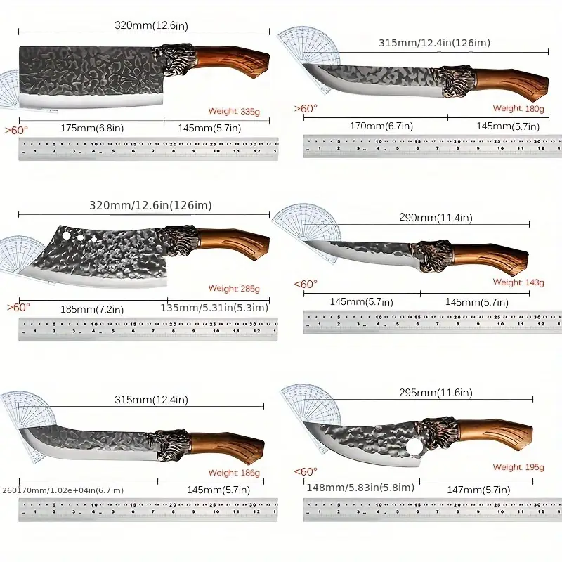 handmade 1 7pcs stainless steel kitchen knife set chefs knife bone cutting knife butchers knife kitchen scissors bone cutting duck and fish multiple ingredients     in   Product details 1