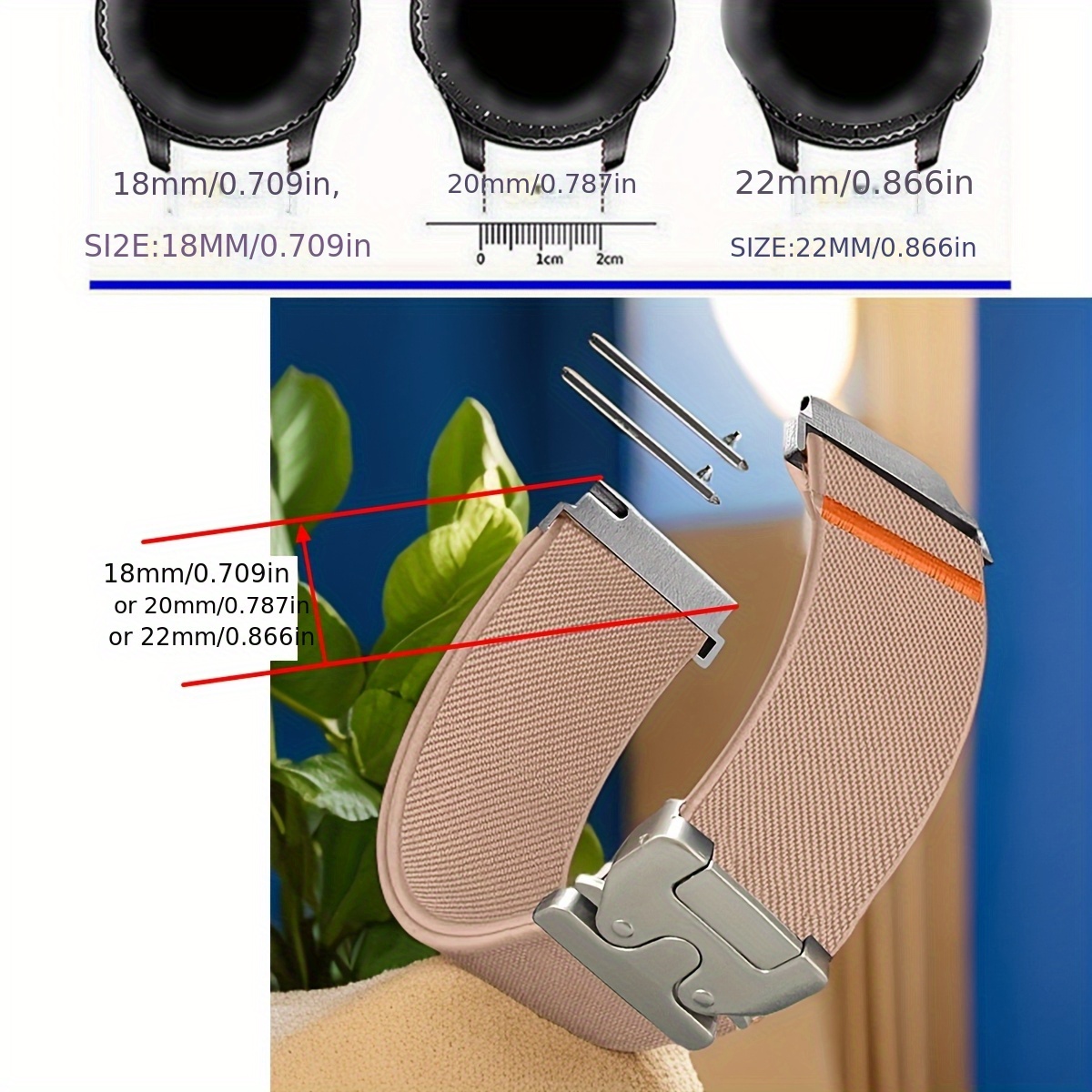 1pc Adjustable Polyamide Watch Band, 18mm/20mm/22mm, Breathable & Elastic Loop Strap with Parachute Buckle, Compatible with Samsung Galaxy Watch 8/7/6/5/4/3, Garmin Venu 3S, Amazfit GTR 4, Huawei/Xiaomi Watch 4/5/Pro/GT Series