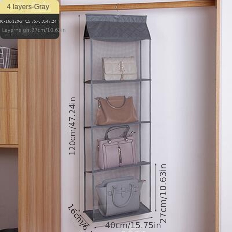 2/3/4 Layers Bag Storage Hanging Bag, Wardrobe Wall Mounted Fabric