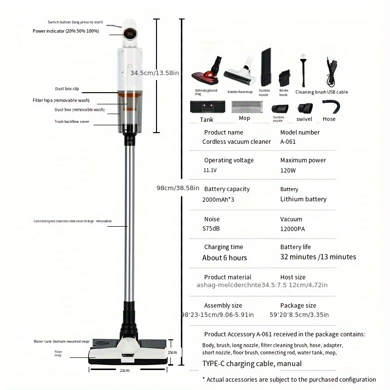 Cordless Push Rod Handheld Vacuum Cleaner High power Silent - Temu