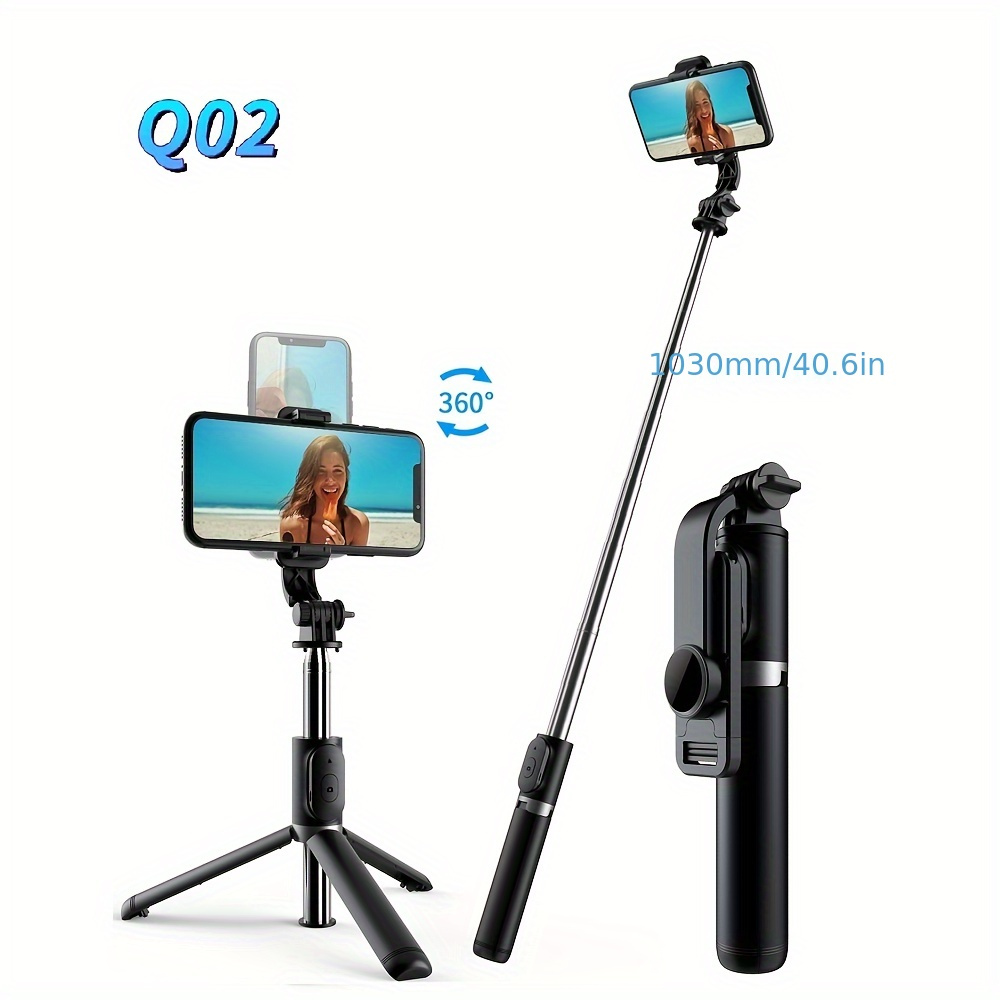  Trípode para selfie para teléfono celular con soporte  desmontable para teléfono, palo selfie de aluminio con control remoto  inalámbrico, trípode extensible de rotación 360 para iPhone 15 14 13 12 11