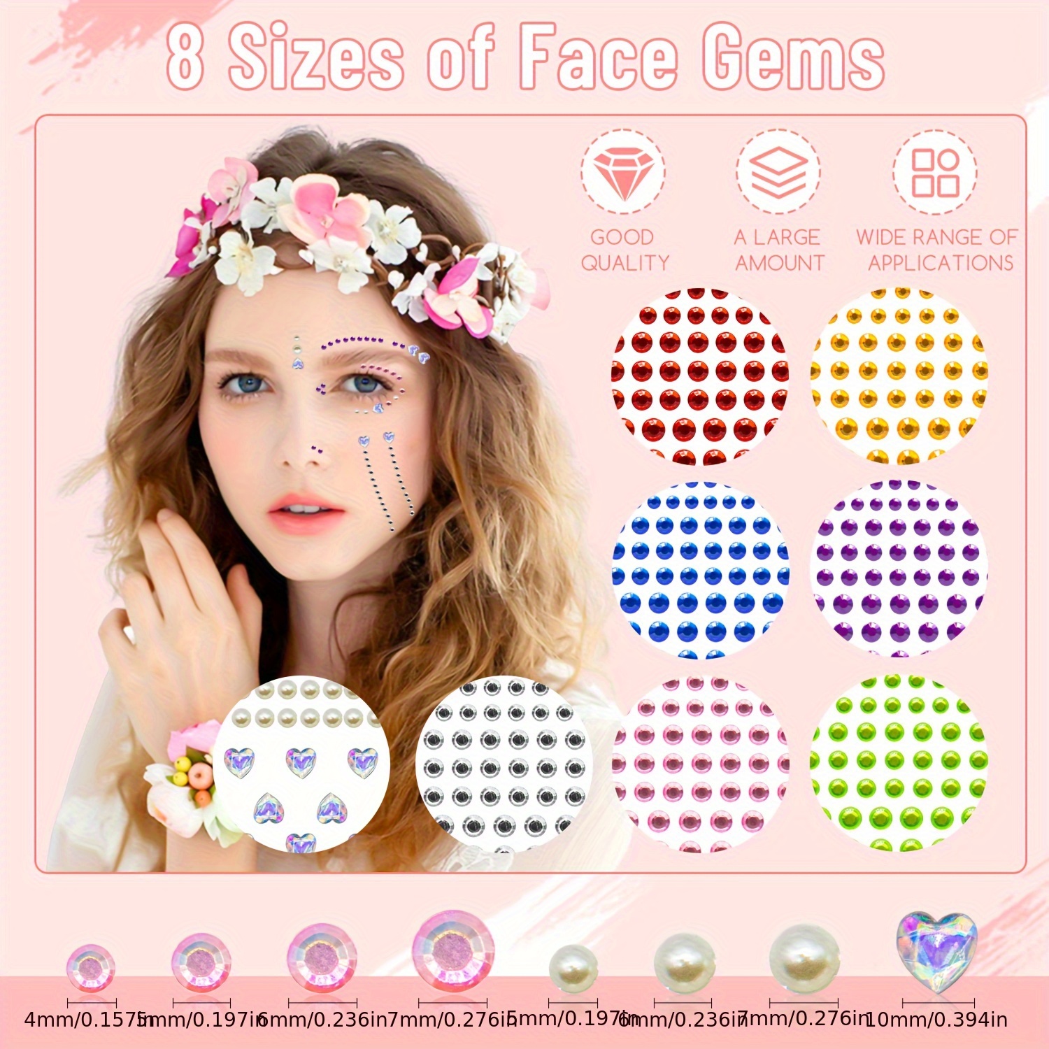 660Pcs Face Gems Hair Gems Self-Adhesive Face Jewels Eye Jewels