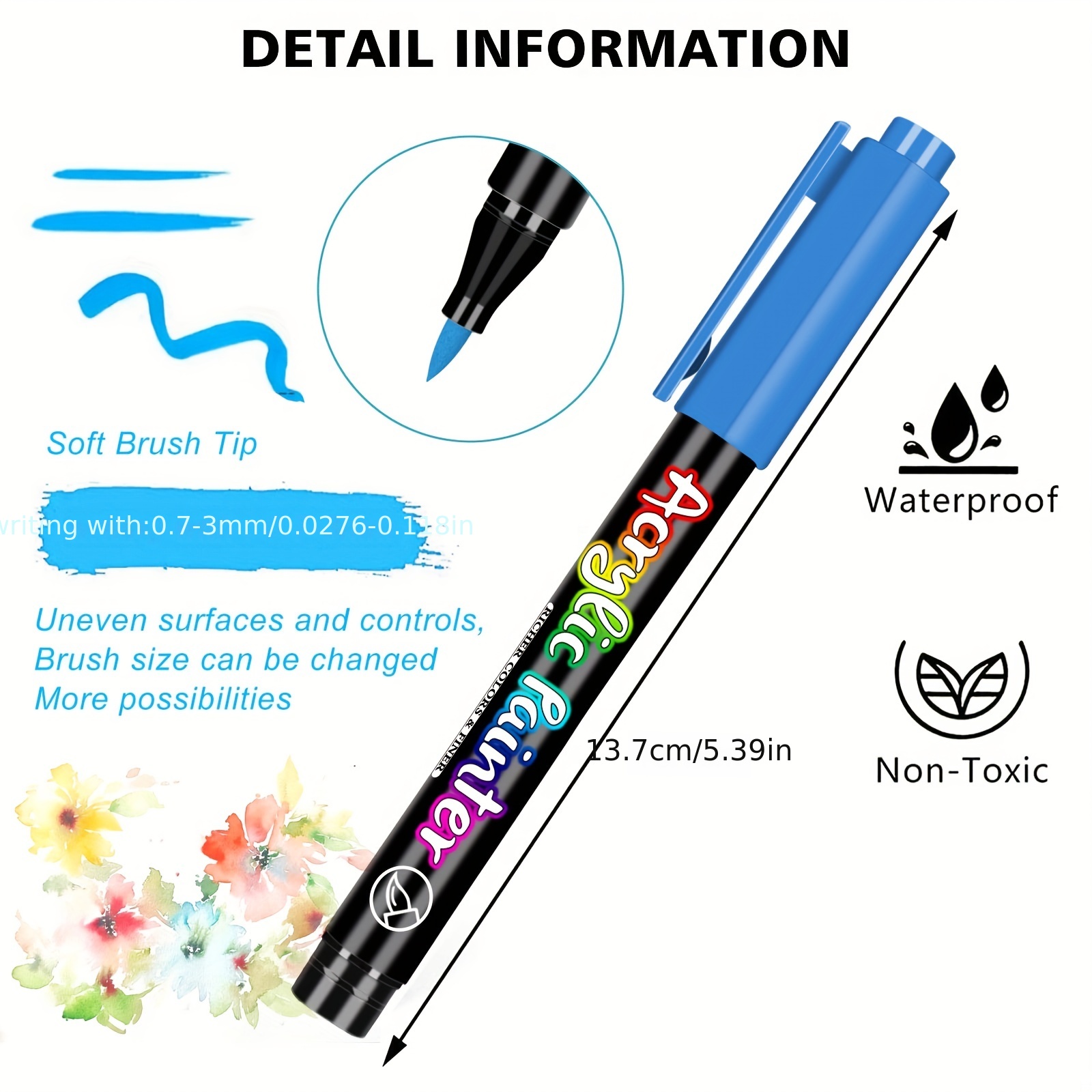24 Colors Acrylic Single Head Acrylic Markers Painting Pens - Temu