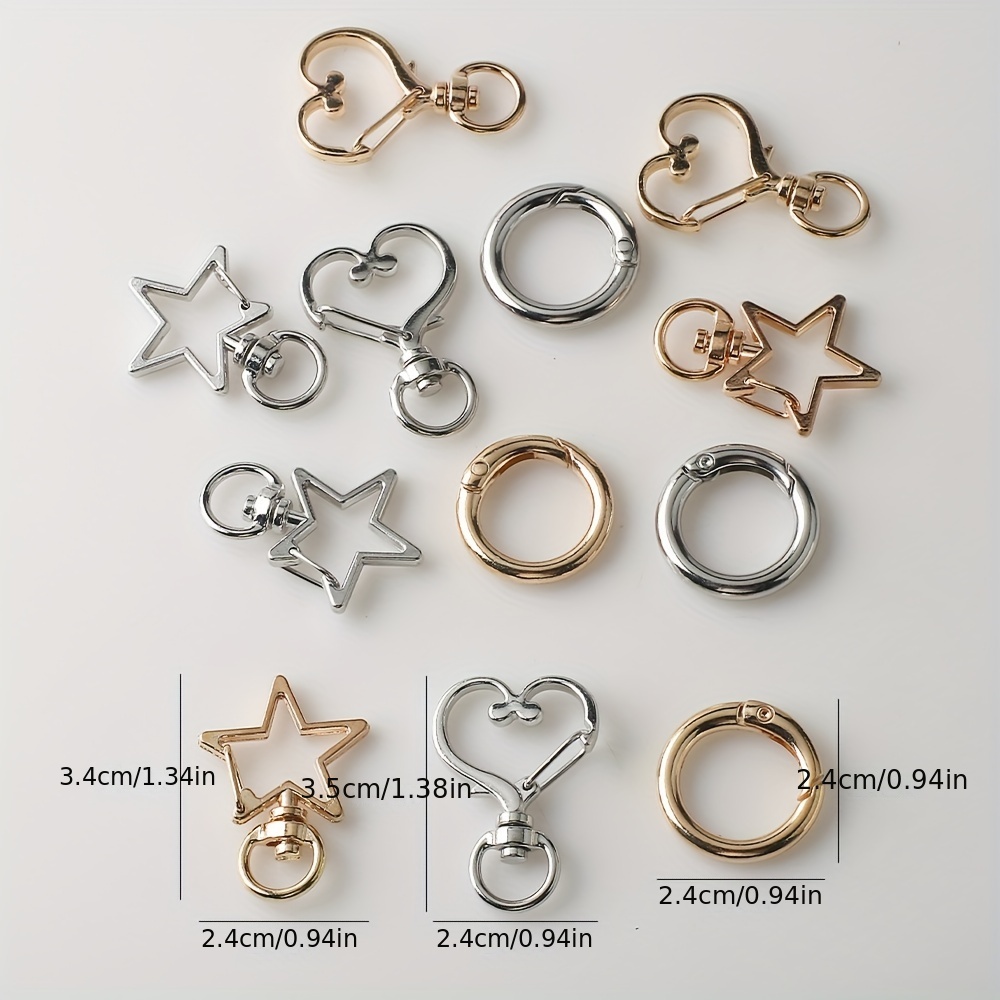 Golden Silver Star Love Heart Key Ring Link Wire Ring Door - Temu