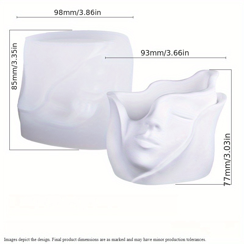 Artistic Face Silicone Mold - Reusable Diy Candle Making Mold, Resin & Succulent Planter - Decor, Halloween Props & Dark Academia Gifts For