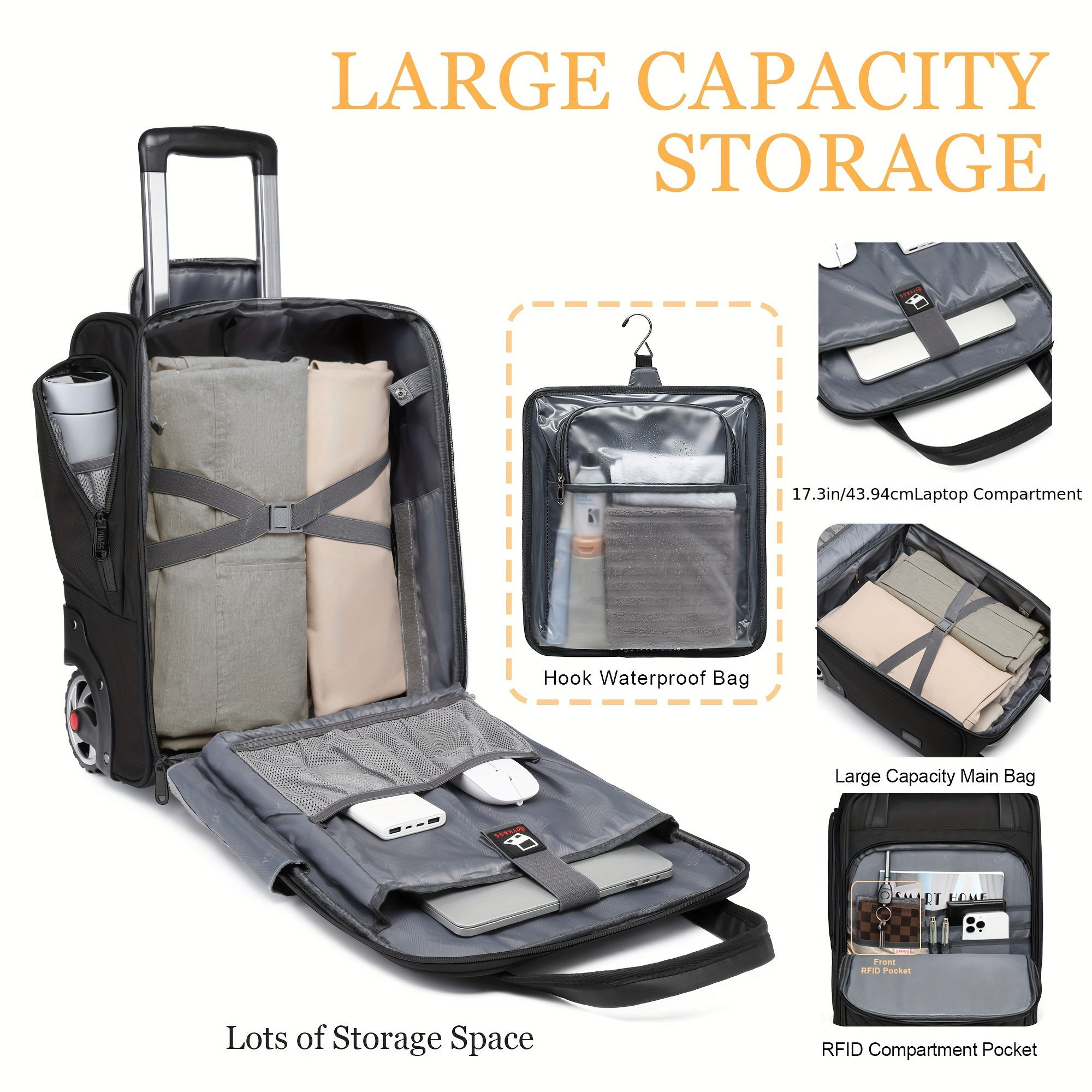 carry underseat luggage wheels luggage lightweight Temu