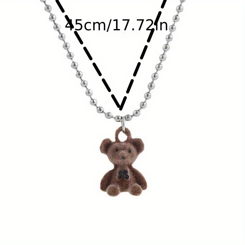 Dropship Cute Plush Bear Pendant Necklace For Girls Women Korean