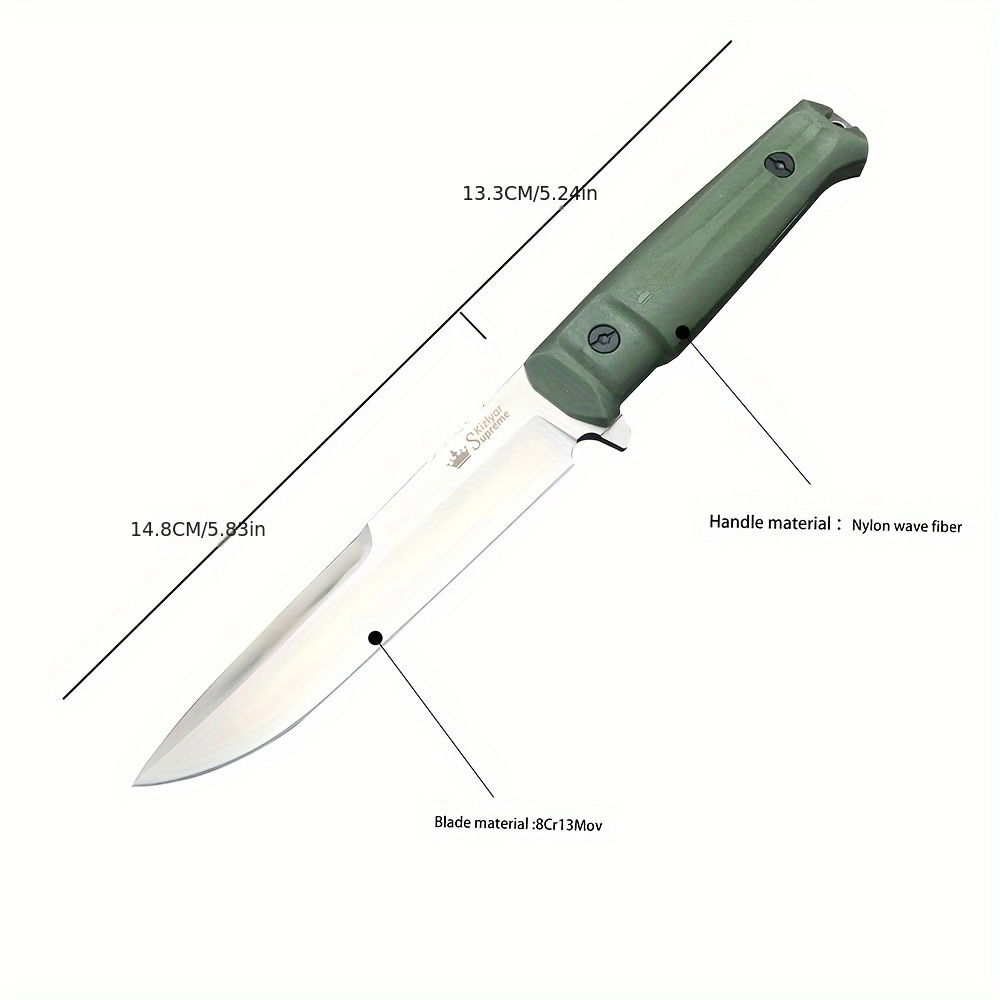 1pc High Hardness Edc Knife With Nylon Sheath Outdoor Fixed Blade ...