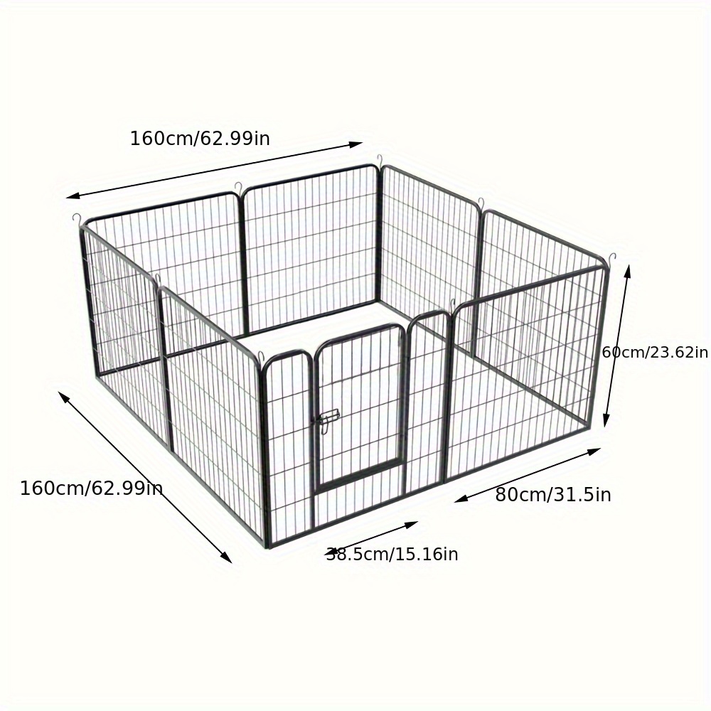 TEMU 6-panel Folding Playpen For Puppies With Door, Suitable For Indoor And Outdoor Use For Dogs, Rabbits, And Chickens