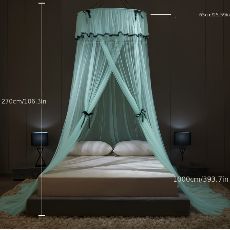 Luxury Layer Bed Curtain Canopy Drapes Round Dome Lace Temu