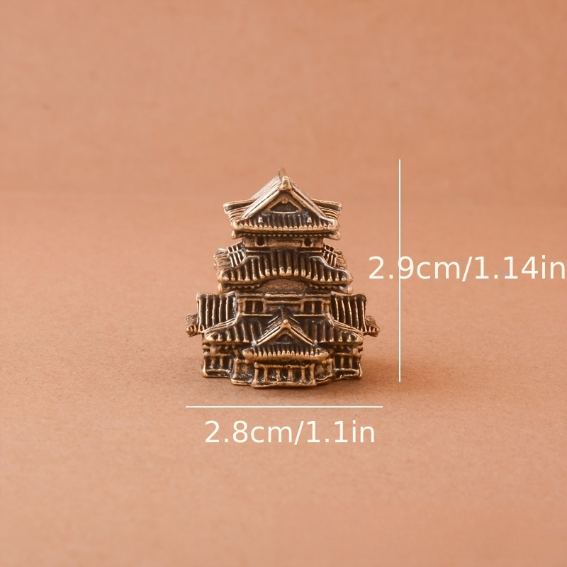 TEMU 1pc/2pcs Brass Ancient Building Retro Architectural Small Ornaments Study Fish Landscape, Small Ornaments, House Ornaments, Small Ornaments
