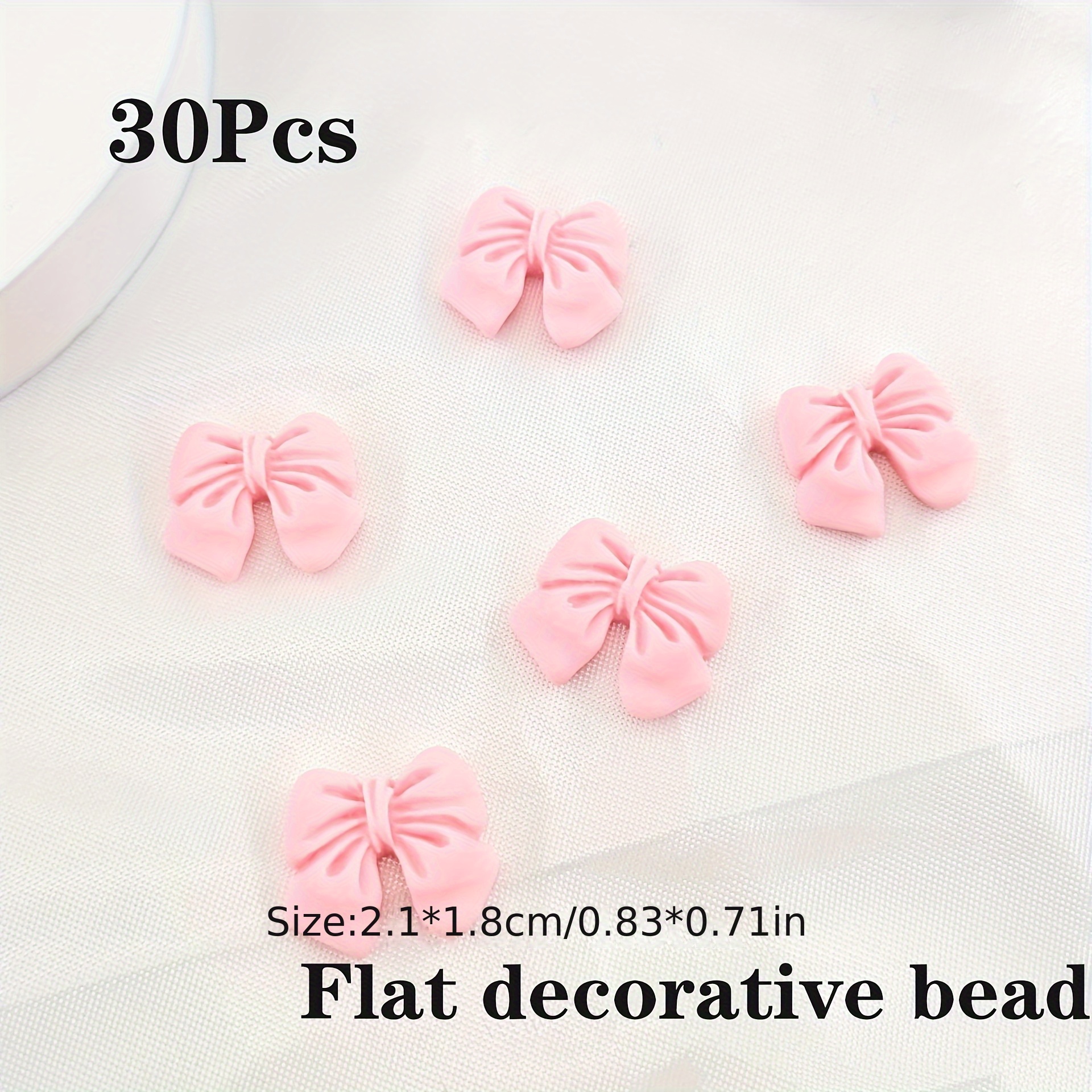 30pcs Pink Bow Decorative Beads Suitable For Making For Phone Cases, Nail Pendants, Hair Clips, Clothing Accessories