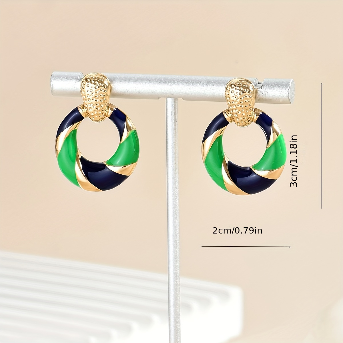 Women's Fashion Pastoral Windmill Pattern Spiral Enamel Stud Earrings