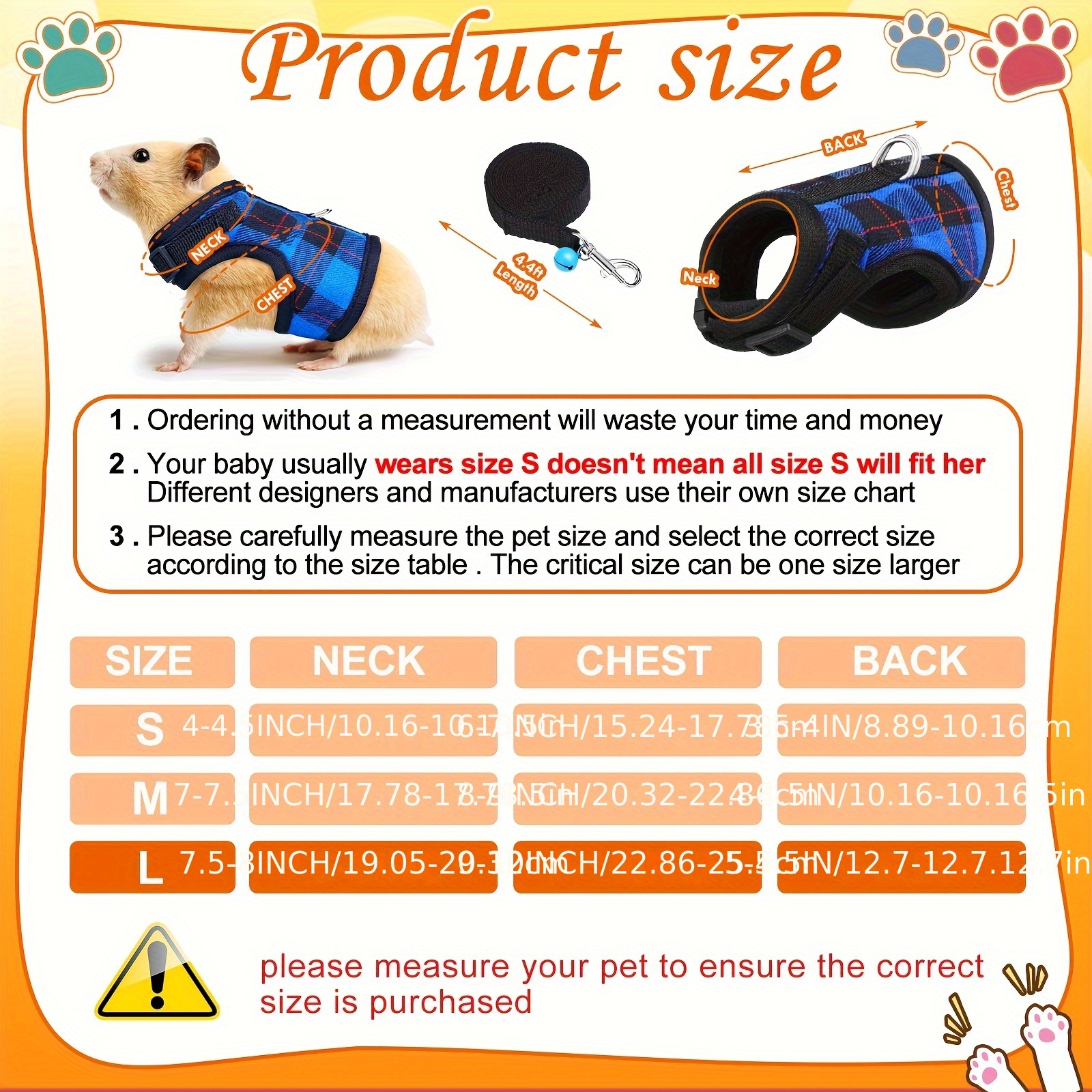 2pcs Adjustable No Pulling Harness and Leash Set - Plaid