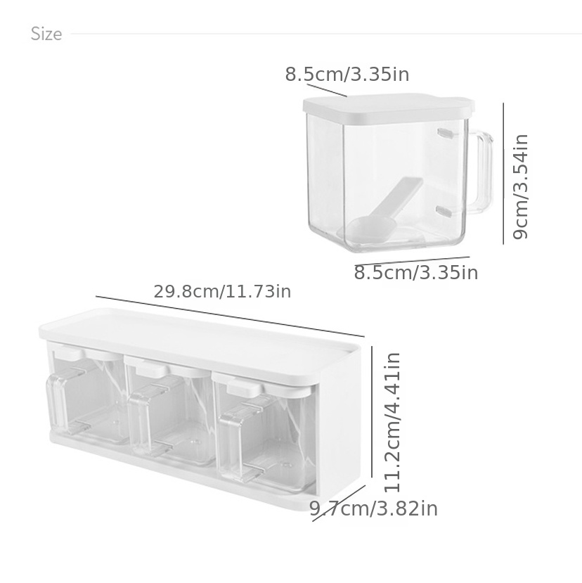 XINGWANG 2 Pieces of Kitchen Transparent Seasoning Box, Spice Jar, Plastic  Storage Container, with Lid and Spoon