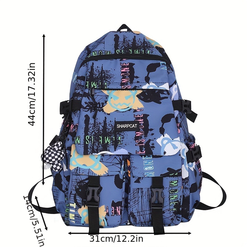 Graffiti Print Laptop Backpack Street Wear Schoolbag