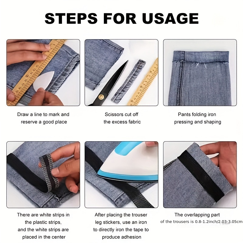 Ruban Adhésif Thermocollant Pour Ourlets – 5 M Noir, Pour Jeans, Pantalons, Rideaux (sans Machine à Coudre) - 8
