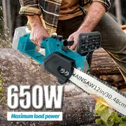 650w powerful chainsaw 12 inch cordless powered chain saw with 18v 2 x 5 5ah batteries non slip handle and safety for wood cutting tree trimming gardening details 0