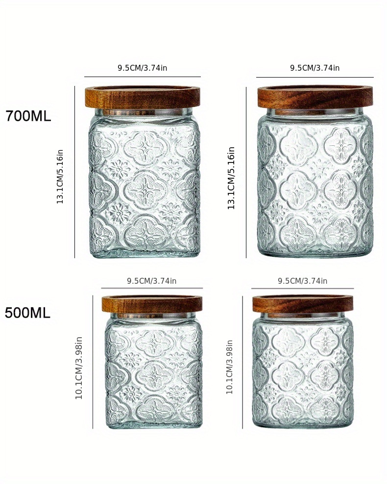 Large Sealed Glass Jar With Embossed Pattern And Lid Perfect - Temu