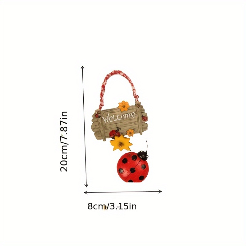 1pc coccinella septempunctata welcome signs resin crafts hanging decorations home decorations cute beetles resin welcome signs