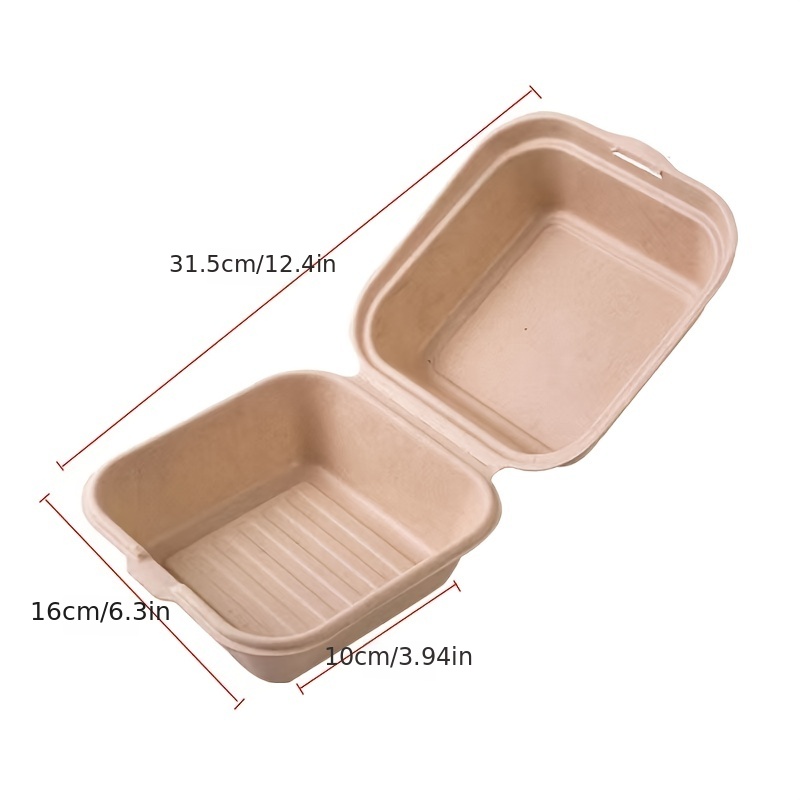 10pcs Disposable Paper Pulp Square Bento Box For Baking Cakes & Hamburgers