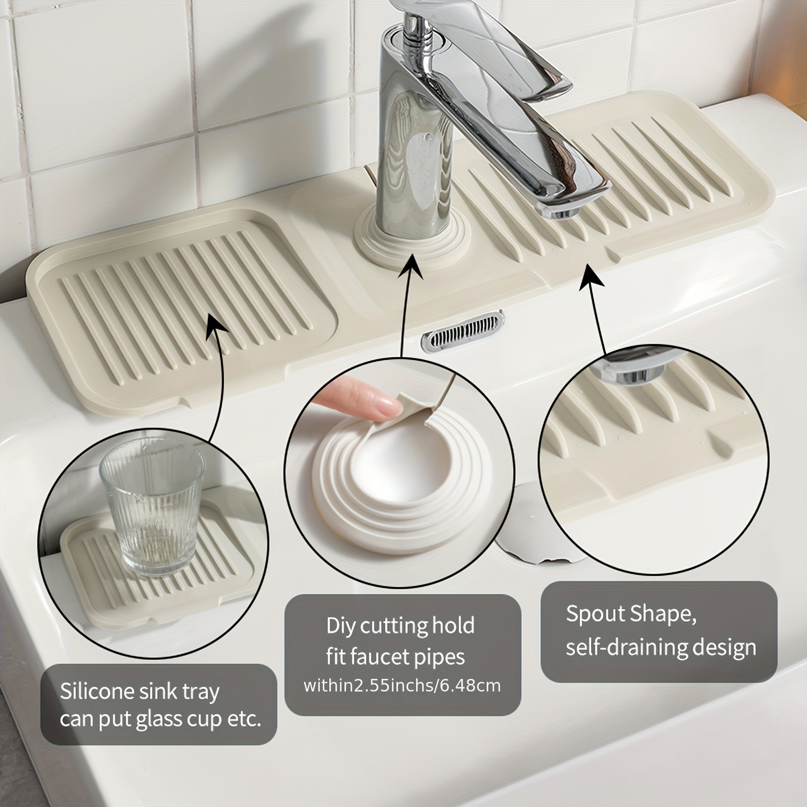 Silicone Kitchen Sink Splash Guard Protects Countertops And - Temu