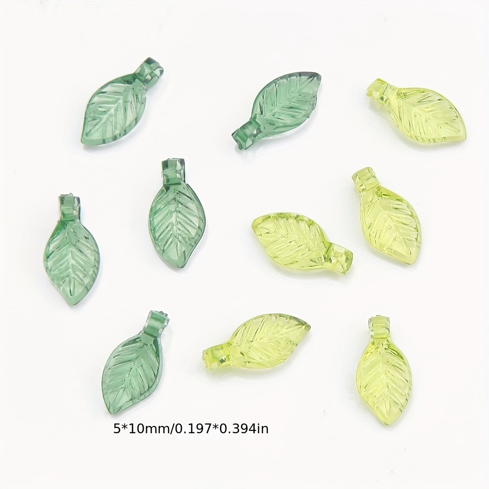 20 Pcs/lot Green Leaf Shape Beads Glass and Acrylic Beads for Jewelry  Making Handmade DIY Accessories