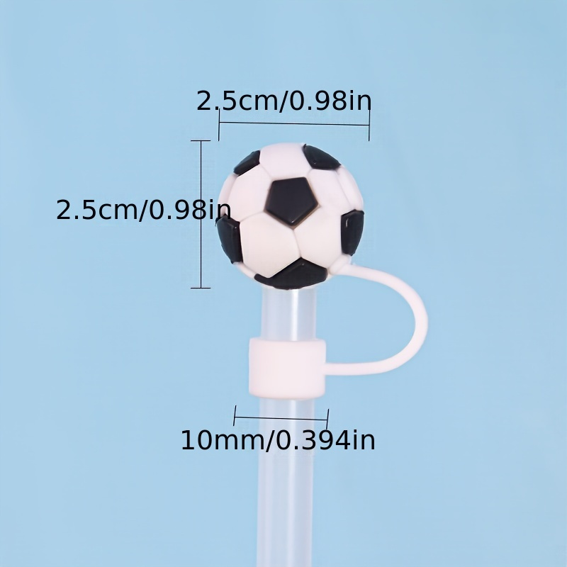 1PCS Sports Football Style straw toppers Silicone I love football balls  boys straw topper for tumbers