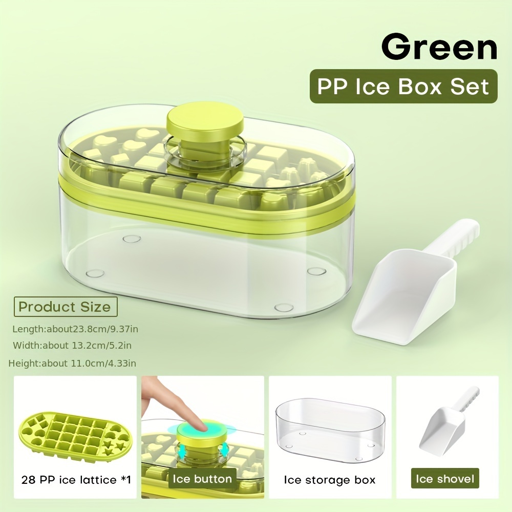 One-Button Press Ice Mold Box - Plastic Ice Cube Maker with