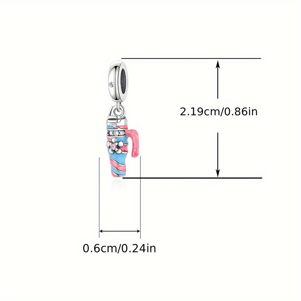 925 Sterling Silver Blue Pink Water Cup Shape Charm