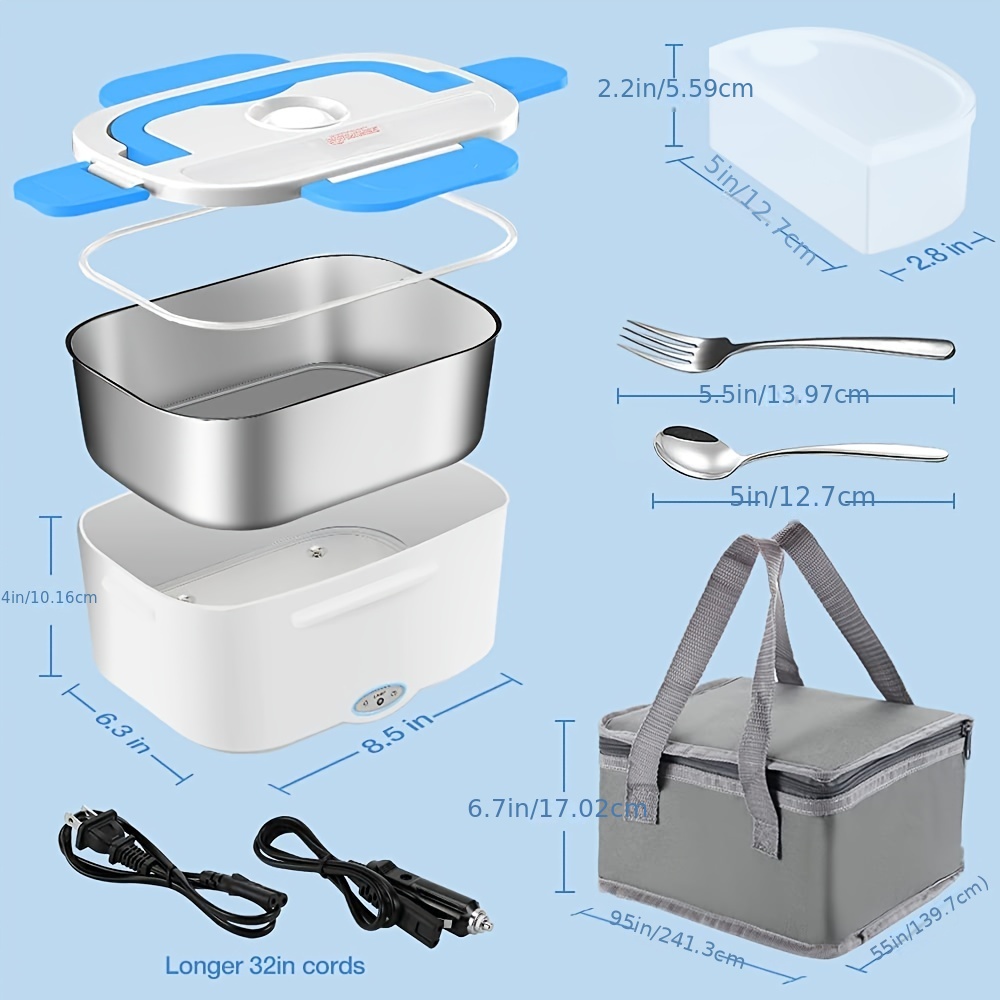 1.8L Electric Lunch Box 60W Food Heated Portable Food Warmer Heater for  Car/Truck/Home