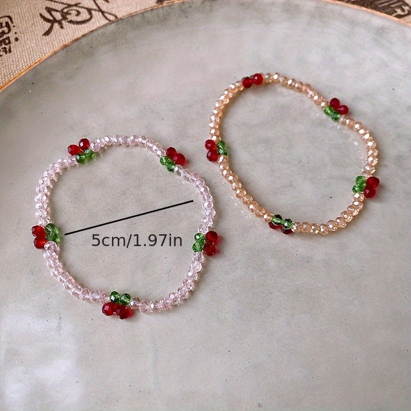 3pcs Cherry Bead Bracelet Set