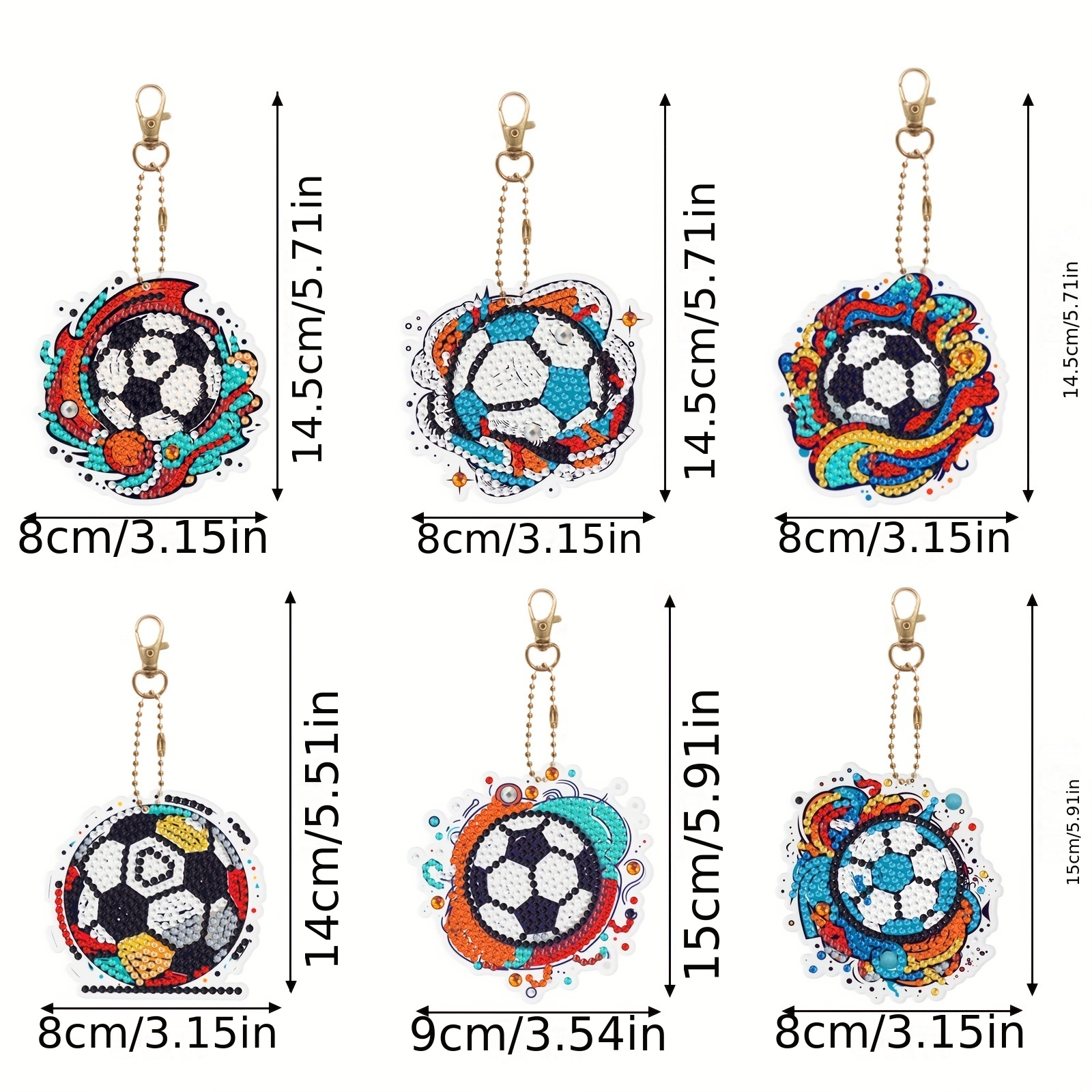 Balls Diy Diamond Painting Keychain Kits 5d Soccer Ball - Temu