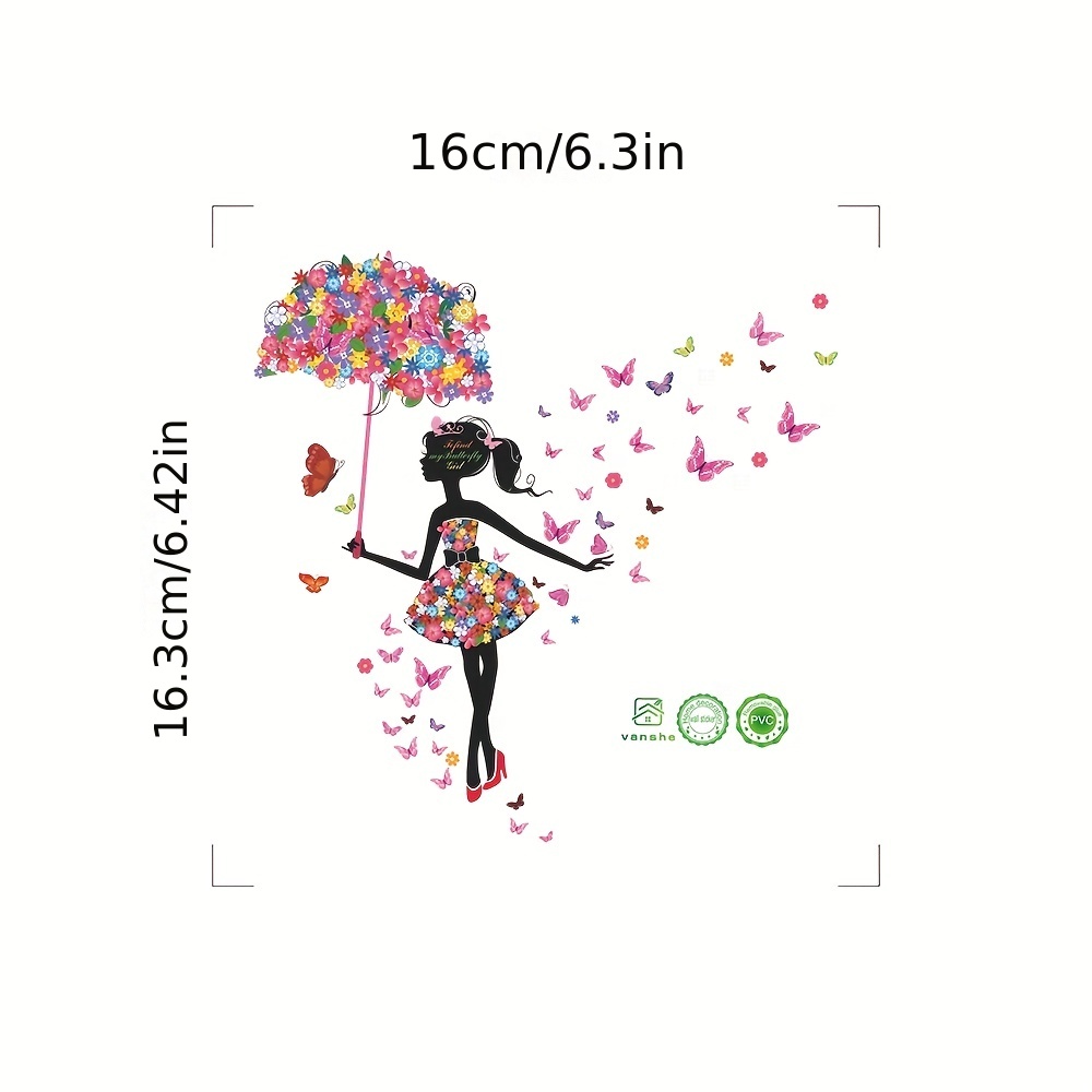 1pc, Character Switch Wall Decal, Umbrella Fairy, Removable Waterproof Vinyl Sticker For Living Room Bedroom Bathroom Background Wall Light Switch Decoration, Home Decor, 6.3*6.42in