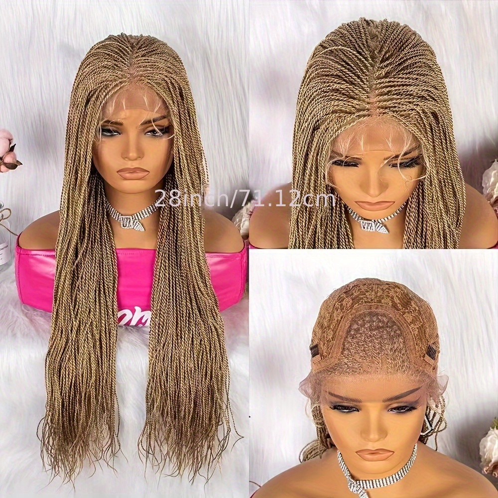 28 Inch Thin Twist Braided Wigs Knotless Synthetic Hair Wigs Lace Front Wigs For Women Girls