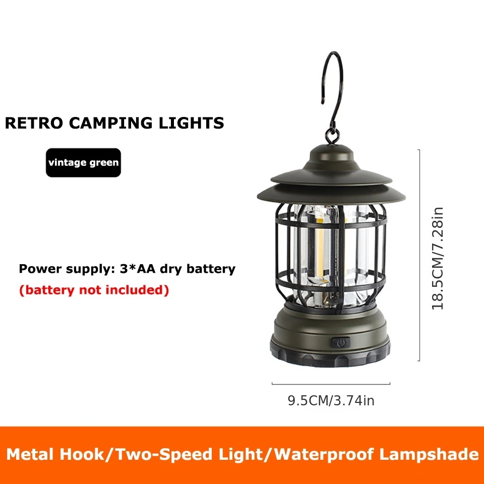 Portable Retro Camping Lantern Rechargeable Metal Handle