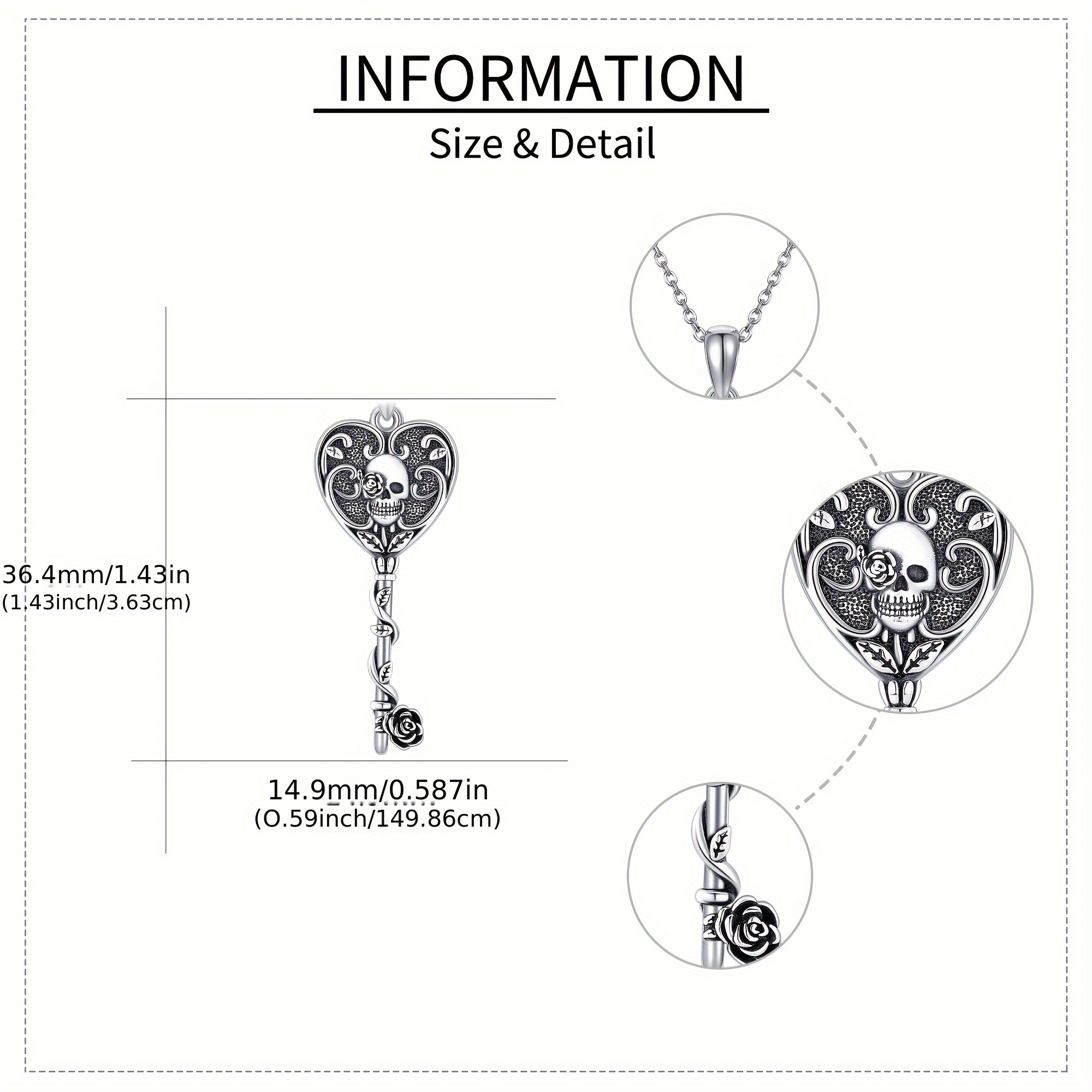 Women's S925 Sterling Silver Skull Key Necklace — Vintage Charm