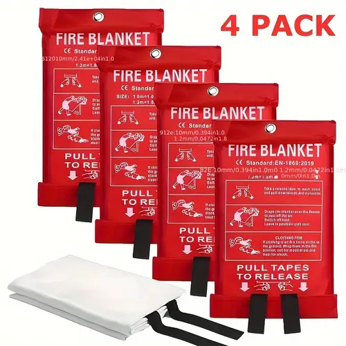 1 2 4 8pcs emergency fire blanket 39 x39 flame retardant heat resistant durable fiberglass reversible fire safety tool for home kitchen camping car warehouse compact storage perfect thanksgiving christmas gift camping essentials easy carry pouch