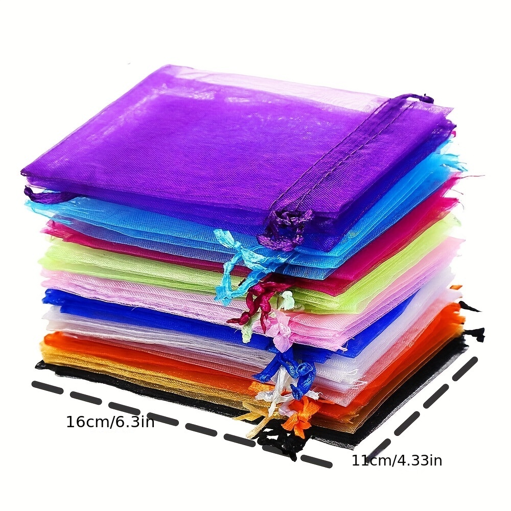 100pcs Random Solid Candy Bag Mesh Jewelry Storage Bags