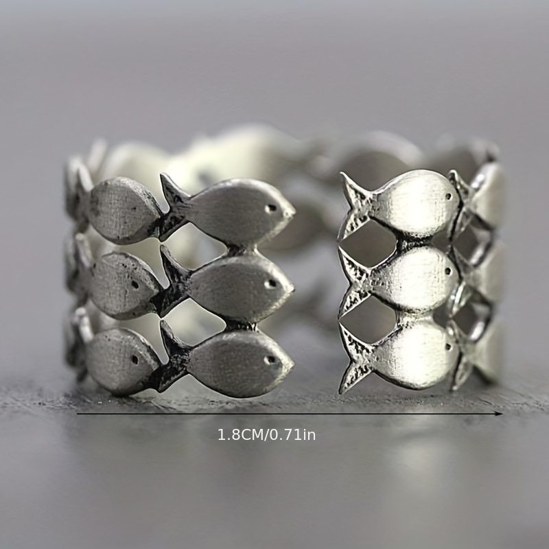 Small Fish Adjustable Open Finger Ring, Women's Accessory