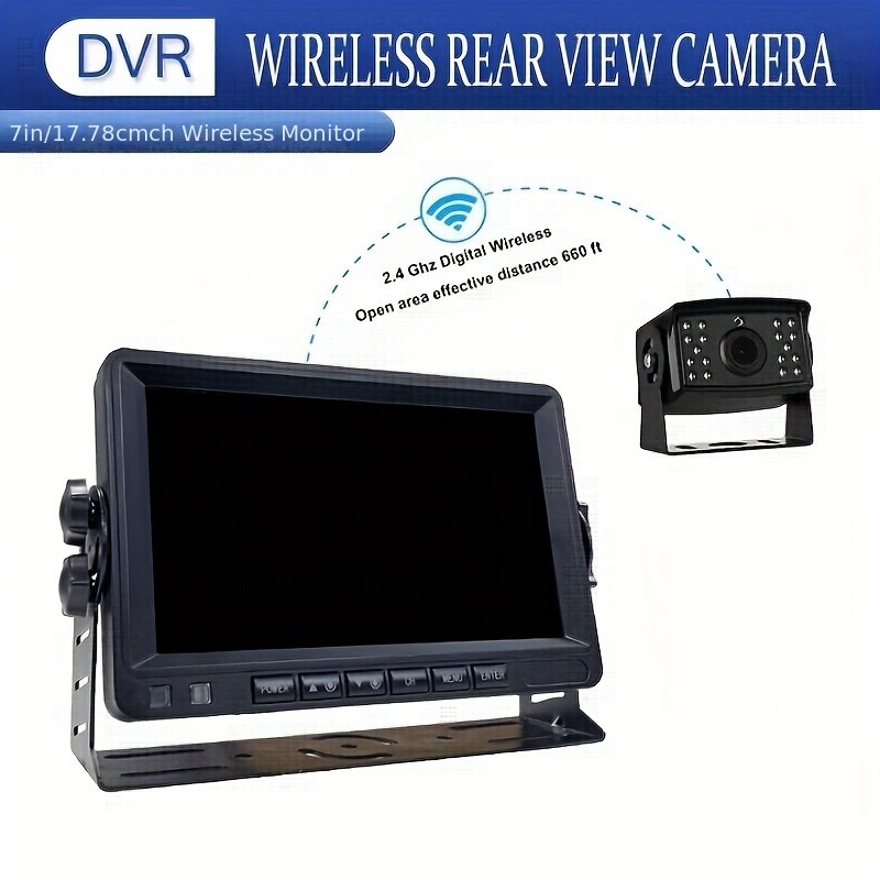 Caméra de recul avec Dashcam Set Sans Fil - Ecran 7 - Vision Nocturne  18LED 15m 