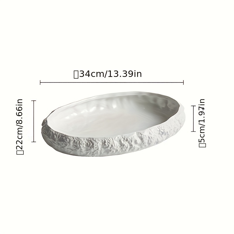 1pc Elegant Rock-Textured Large Ceramic Fish Plates - 14-Inch And 11-Inch And 9-Inch Perfect for Steaming Fish, Lobster And Various Seafood Dishes, an Exquisite Tableware Choice for Fine Dining Restaurants And Home Gourmet Experiences