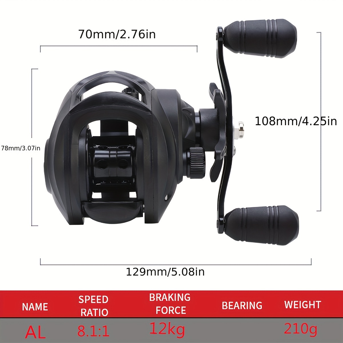 1pc Compact Stainless Steel Baitcasting Reel, 8:1 Gear Ratio Right Hand  Fishing Reel