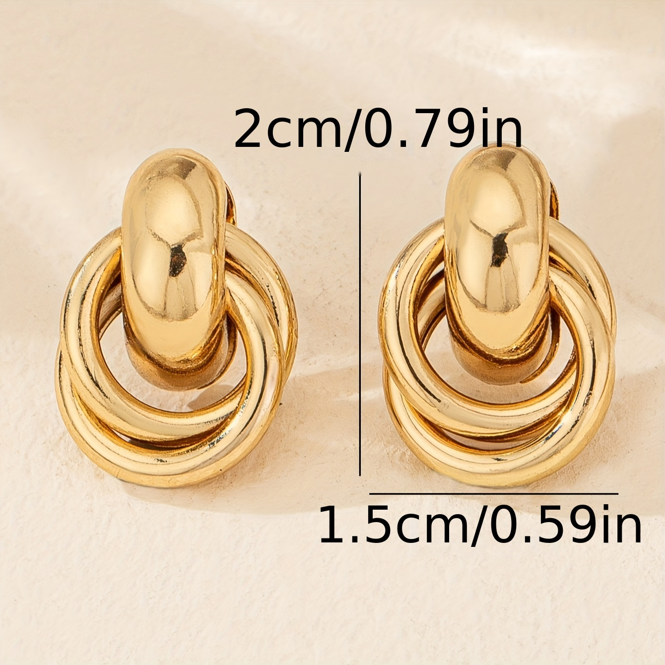 Golden European Oval Earrings for Women