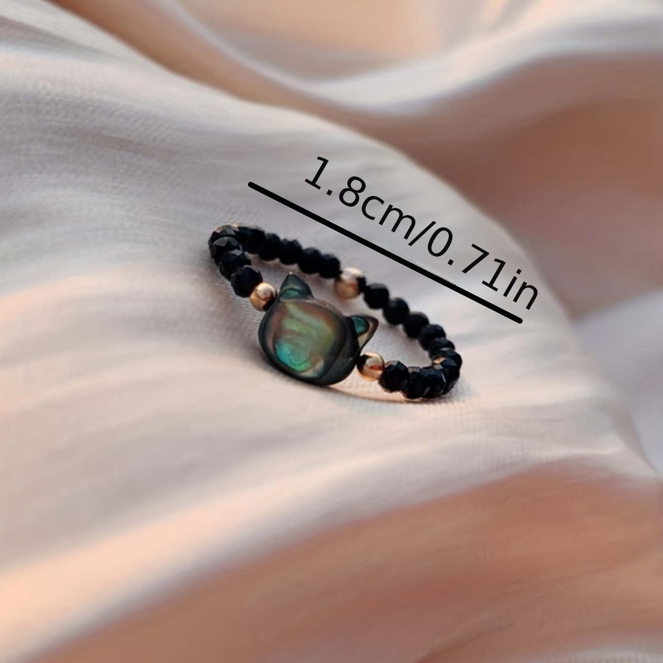 Coquette Style Ring Made Of Black / Green Beads Cute Catti - Temu