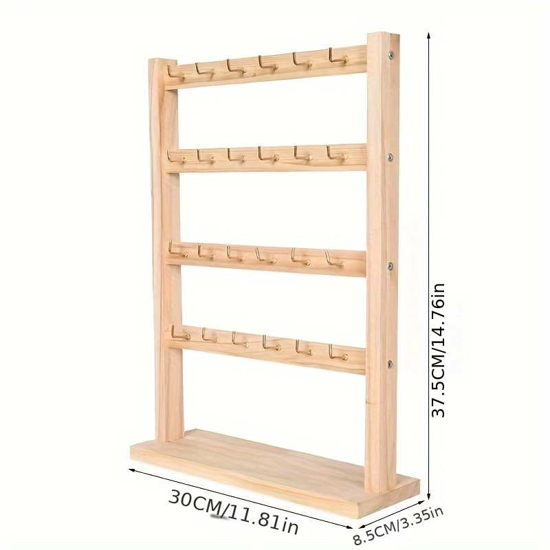 TEMU 1pc Wooden Jewelry Organizer Multiple , Wooden Keychain And Jewelry Display , - Storage For , Necklaces, Bracelets, Wristlets, - Wood Storage Stand