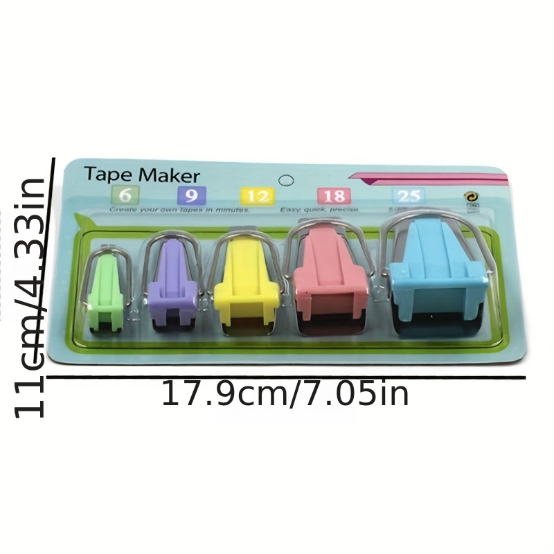 Fabric Bias Tape Maker Binding Tool Multicolour for Splicing Cloth Stitch  Craft Sewing Accessories Set of 5 Sizes 6mm 9mm 12mm 18mm 25mm 